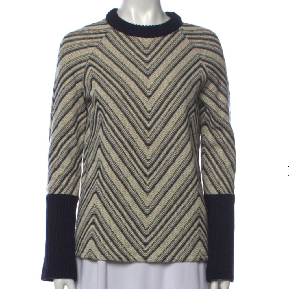 TORY BURCH striped crew neck sweater Size Small